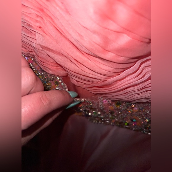 Empire Cut Prom Dress with Beading, Sequins, and Sheer detailing - Picture 5 of 12